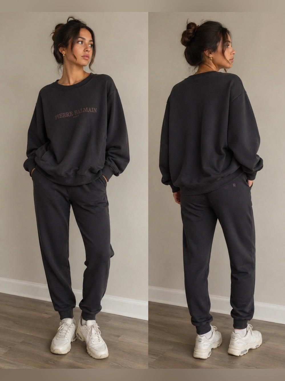 Pierre Balmain Wool Lounge Set (Sweatshirt + Joggers) – Brown